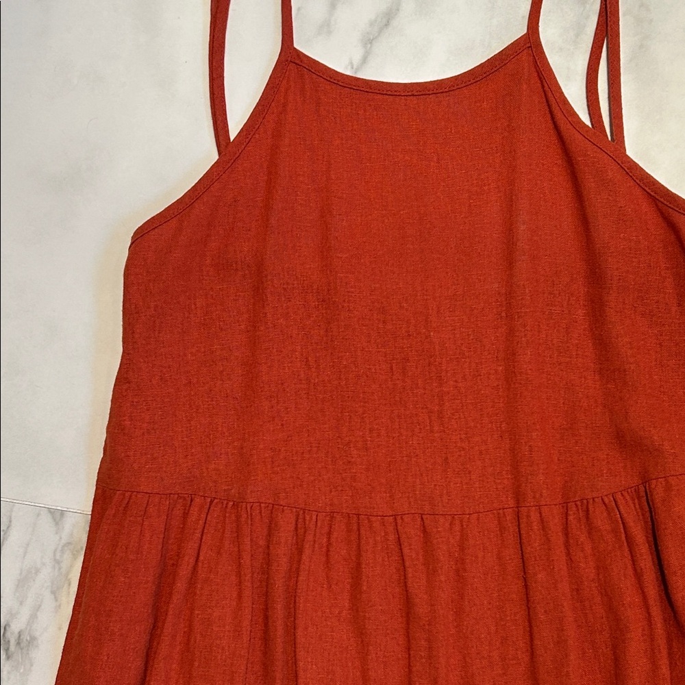 100% Linen Terracotta Midi Dress by UOs Urban Renewal - Picture 12 of 15